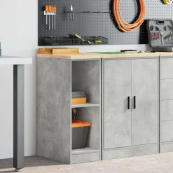 Hot vidaXL Förvaringsskåp för garage 30x51x85cm massivt trä furu Betonggrå