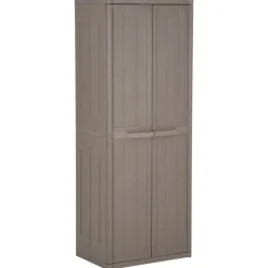 Outlet vidaXL Förvaringsskåp för trädgården 65x45x172 cm PP trälook Brun