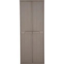 Outlet vidaXL Förvaringsskåp för trädgården 65x45x172 cm PP trälook Brun