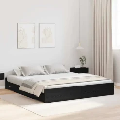 vidaXL Förvaringssängram Svart Ek 180 x 200 cm Konstruerat trä