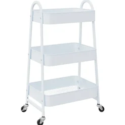 vidaXL Förvaringsvagn 3 hyllor vit 42x41,5x77 cm stål