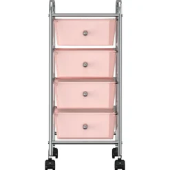 vidaXL Förvaringsvagn 4 lådor rosa plast