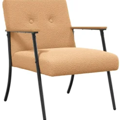 Outlet vidaXL fåtölj Krälsig Ull-liknande Tyg Beige