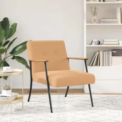Outlet vidaXL fåtölj Krälsig Ull-liknande Tyg Beige
