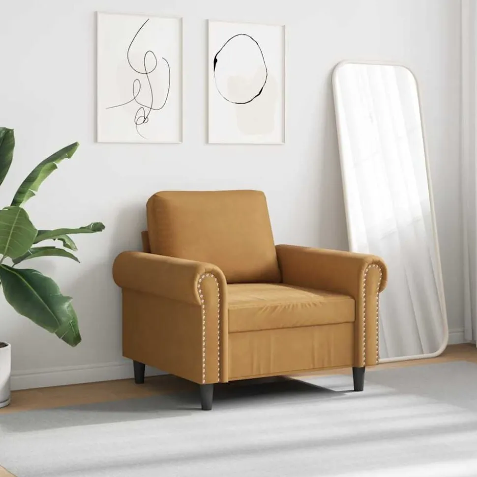 vidaXL Fåtölj Brun 60 cm sammet