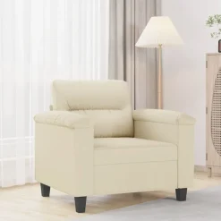 Clearance vidaXL Fåtölj Gräddvit 60 cm konstläder Kräm
