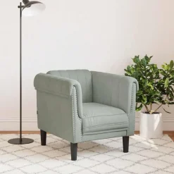 Outlet vidaXL Fåtölj sammet Ljusgrå