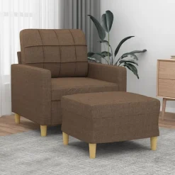 vidaXL Fåtölj med fotpall Brun 60 cm tyg