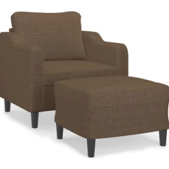 Clearance vidaXL Fåtölj med fotpall 60 cm tyg Brun