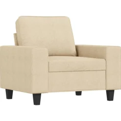 Sale vidaXL Fåtölj med fotpall Gräddvit 60 cm tyg Kräm
