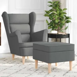 vidaXL Fåtölj med fotpall tyg Mörkgrå