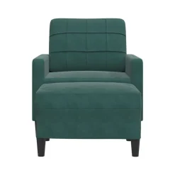 Hot vidaXL Fåtölj med fotpall 60 cm sammet Mörkgrön