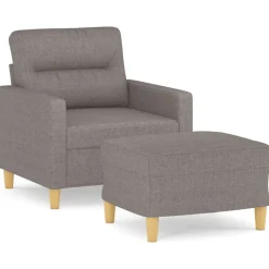 vidaXL Fåtölj med fotpall Taupe 60 cm tyg