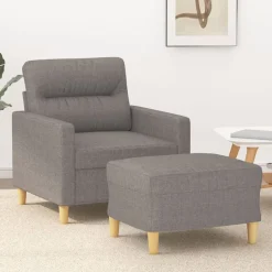 vidaXL Fåtölj med fotpall Taupe 60 cm tyg