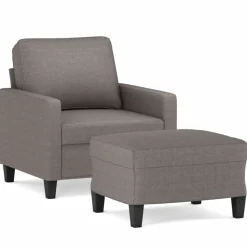 vidaXL Fåtölj med fotpall Taupe 60 cm tyg