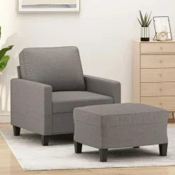 vidaXL Fåtölj med fotpall Taupe 60 cm tyg