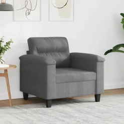 vidaXL Fåtölj mörkgrå 60 cm mikrofibertyg