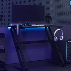 New vidaXL Gamingskrivbord med ZZ-formade ben 90x60x75 cm Svart