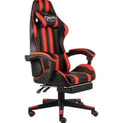 vidaXL Gamingstol med fotstöd svart och röd konstläder