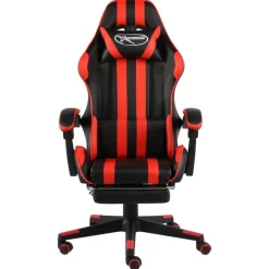 vidaXL Gamingstol med fotstöd svart och röd konstläder