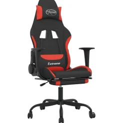 vidaXL Gamingstol med fotstöd och massage svart och röd tyg