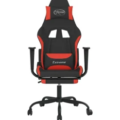 vidaXL Gamingstol med fotstöd och massage svart och röd tyg