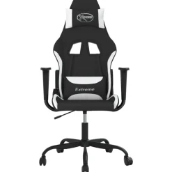 vidaXL Gamingstol med massage svart och vit tyg