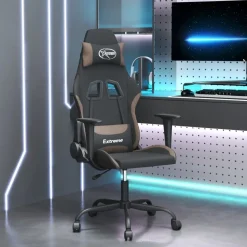 vidaXL Gamingstol med massage svart och taupe tyg