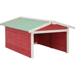 vidaXL Garage för robotgräsklippare 72x87x50 cm röd och vit granträ