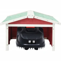 vidaXL Garage för robotgräsklippare 72x87x50 cm röd och vit granträ