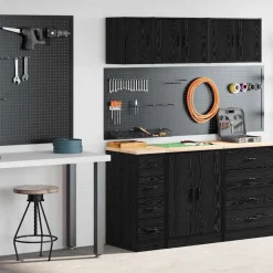 New vidaXL Garageskåp 2 delar konstruerat trä Svart