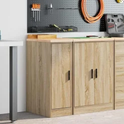 Clearance vidaXL Garageskåp 30x51x85 cm massiv trä furu Sonoma ek
