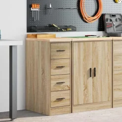 Outlet vidaXL Garageskåp 30x51x85 cm massiv trä furu Sonoma ek