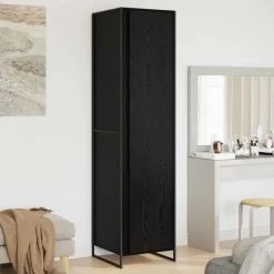 vidaXL Garderob 2 pcs Svart Ek 50 x 50 x 200 cm Konstruerat trä