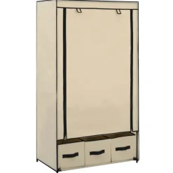 vidaXL Garderob gräddvit 87x49x159 cm tyg