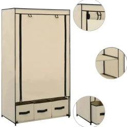 vidaXL Garderob gräddvit 87x49x159 cm tyg