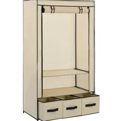 vidaXL Garderob gräddvit 87x49x159 cm tyg