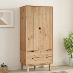 Hot vidaXL Garderob OTTA 76,5x53x172 cm massiv furu Brun