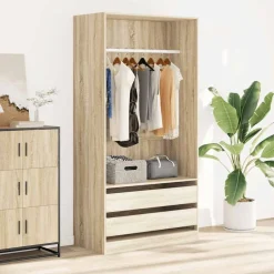 Hot vidaXL Garderob sonoma-ek 100x50x200 cm konstruerat trä Sonoma ek