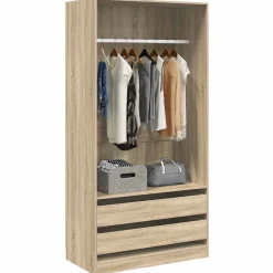 Hot vidaXL Garderob sonoma-ek 100x50x200 cm konstruerat trä Sonoma ek