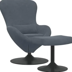 New vidaXL Äggstol med Fotpall Sammet Mörkgrå