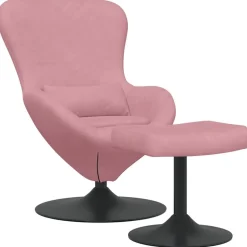 Outlet vidaXL Äggstol med Fotpall Sammet Rosa