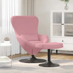 Outlet vidaXL Äggstol med Fotpall Sammet Rosa
