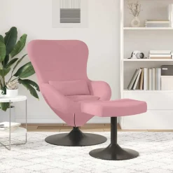 Outlet vidaXL Äggstol med Fotpall Sammet Rosa