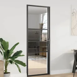 New vidaXL Glasdörr Randig 76 x 3.5 x 201.5 cm Aluminium Svart