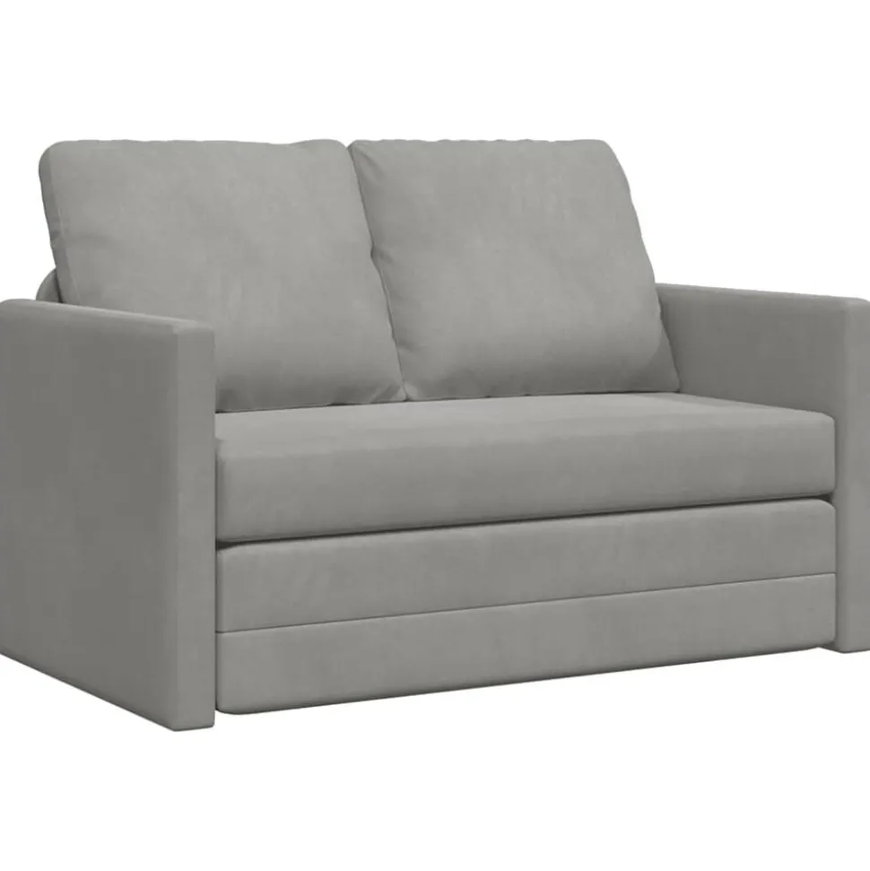 vidaXL Golvbäddsoffa 2-i-1 Ljusgrå 122x204x55 cm sammet