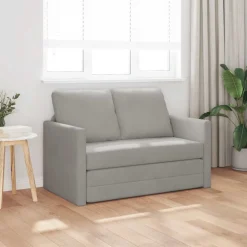 vidaXL Golvbäddsoffa 2-i-1 Ljusgrå 122x204x55 cm sammet