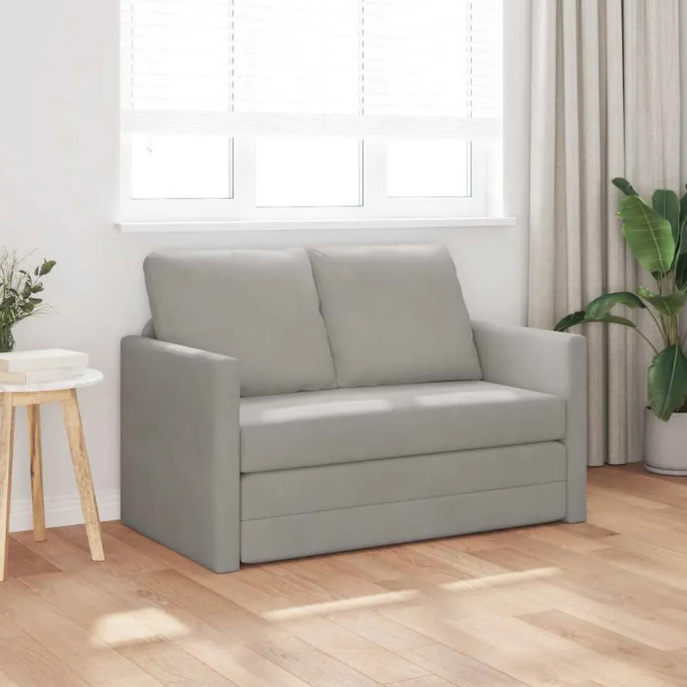 vidaXL Golvbäddsoffa 2-i-1 Ljusgrå 122x204x55 cm sammet
