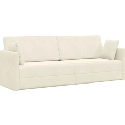 vidaXL Golvbäddsoffa Kräm 213 x 70 x 77 cm Sammet