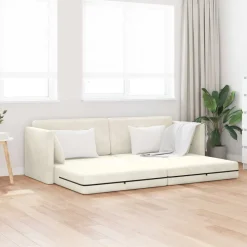 vidaXL Golvbäddsoffa Kräm 213 x 70 x 77 cm Sammet